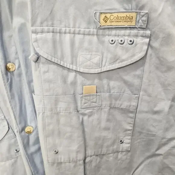 Columbia PFG Shirt Mens 2XL Blue Bonehead Fishing Short Sleeve Vent Pockets Defs - Picture 4 of 12